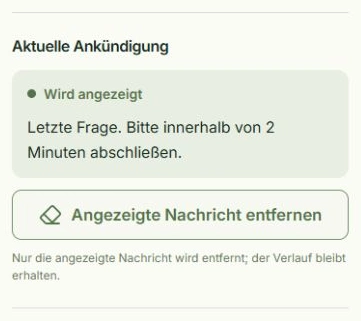 Echte App-Ansicht für Aktuellen Hinweis entfernen mit markierten Tippstellen: Angezeigte Nachricht löschen