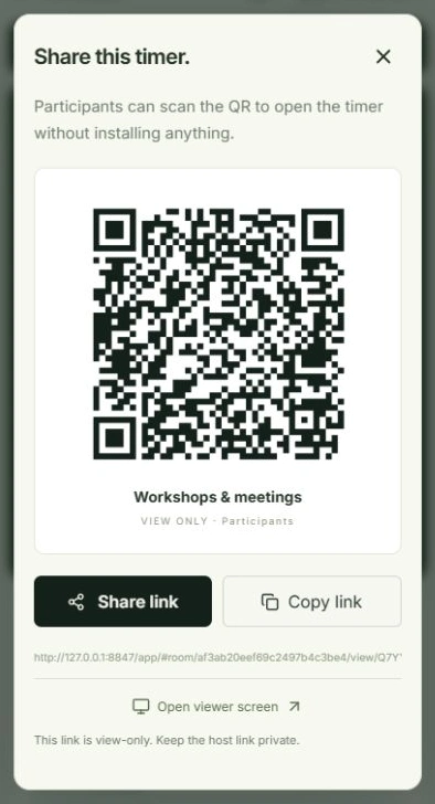 Actual app screen for Invite participants, showing where to tap: Copy link