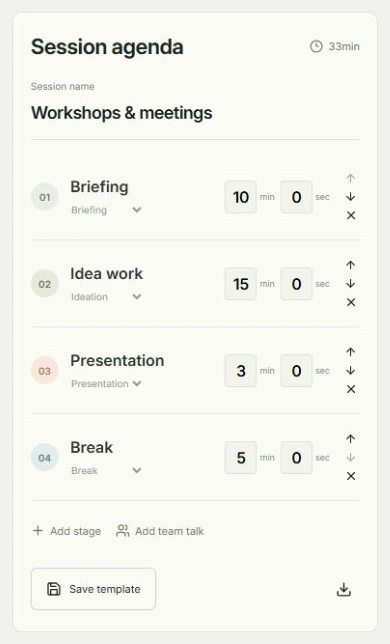 Actual app screen for Set time and stages, showing where to tap: Minutes, Stage name