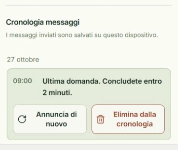 Schermata reale di Riutilizza un messaggio, con i punti da toccare: Seleziona una voce, Annuncia di nuovo
